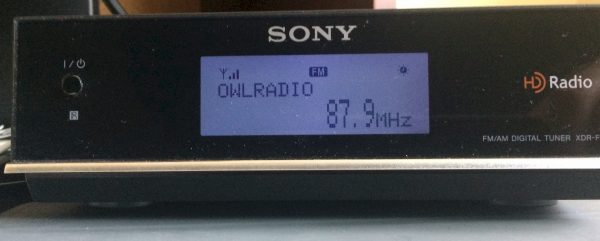 picture of Sony tuner and OwlRadio displayed on radio.